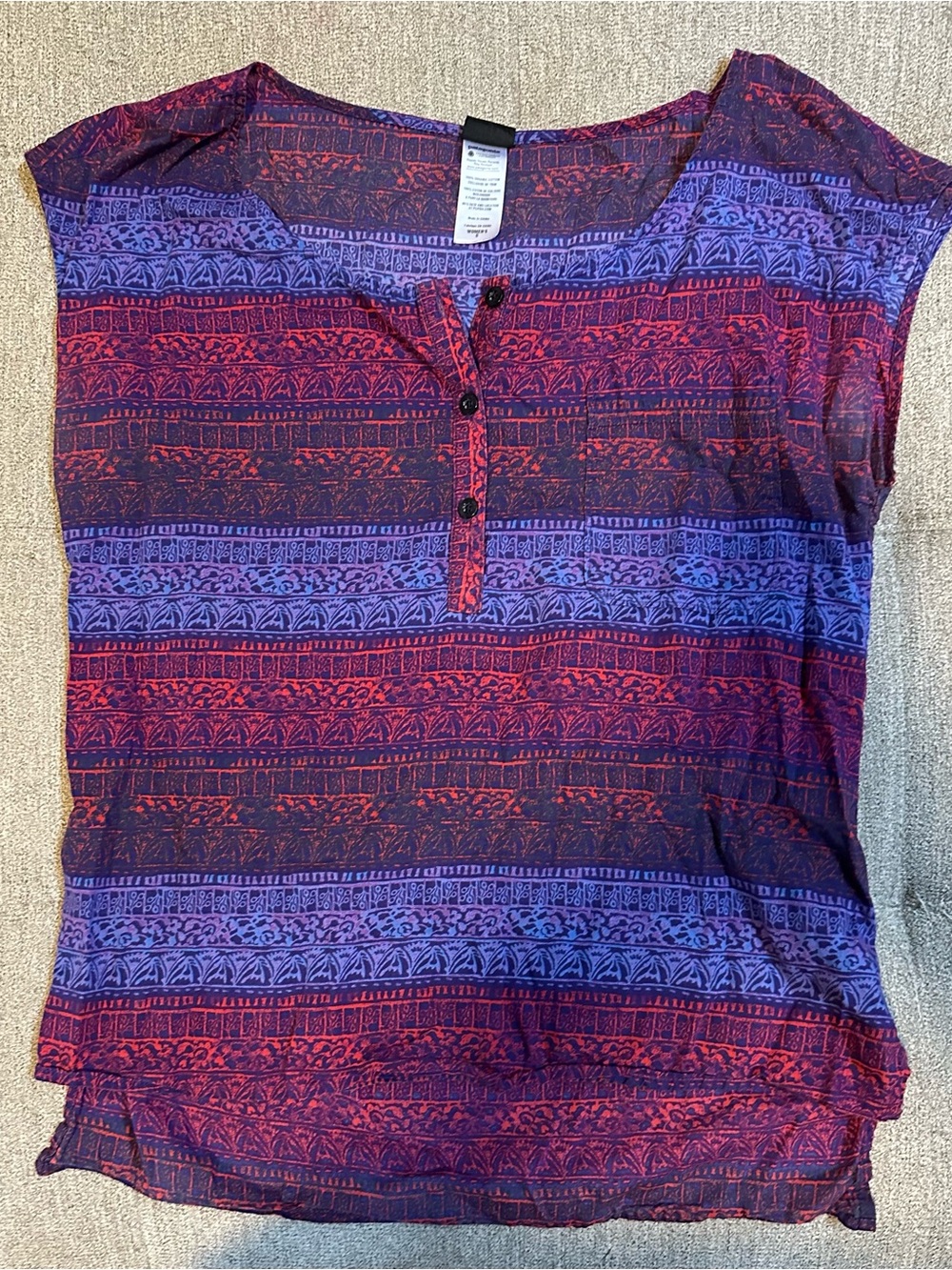 Printed, cap sleeve blouse
